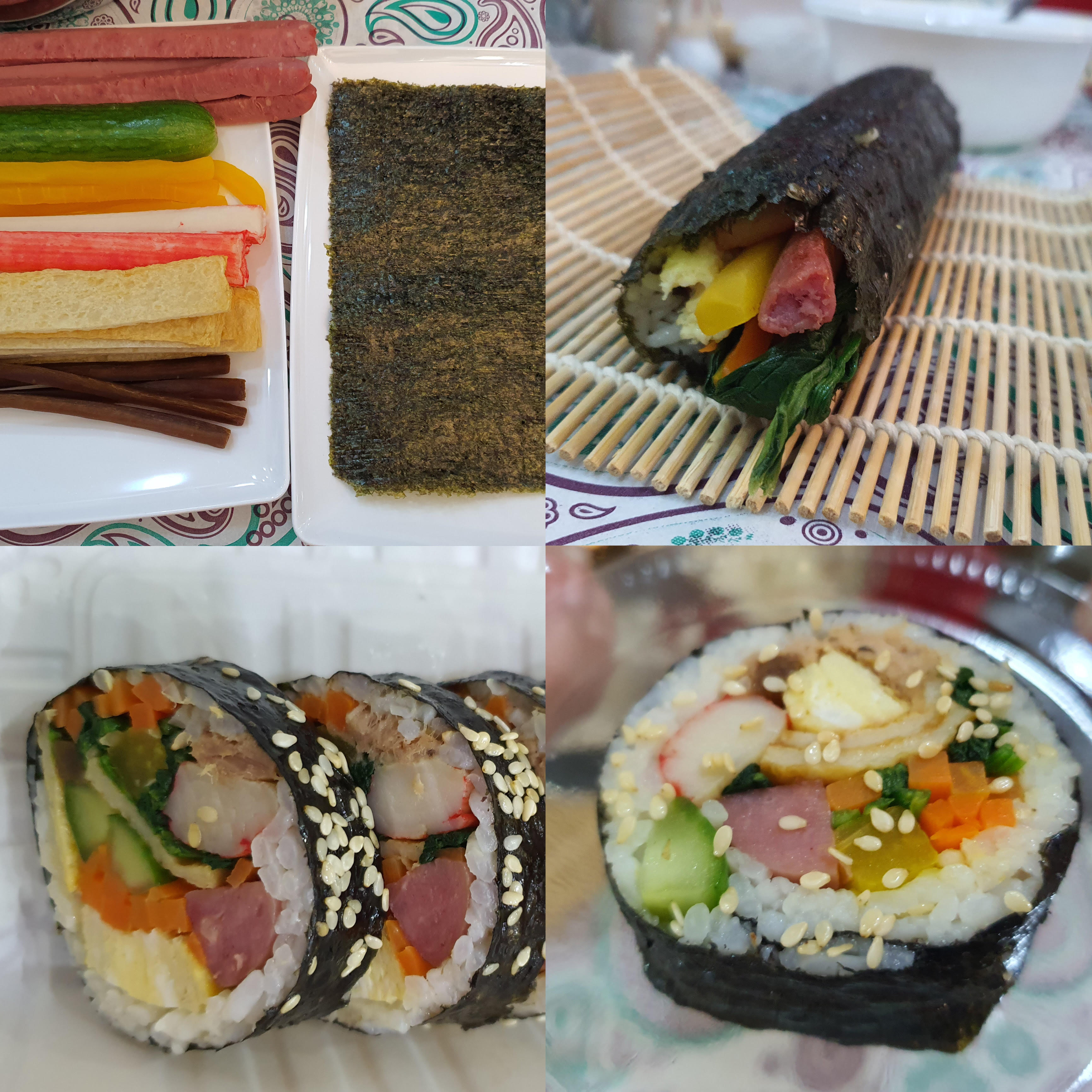 The process of making Kimbap (photo by fatemeh Rafatnia with permission)