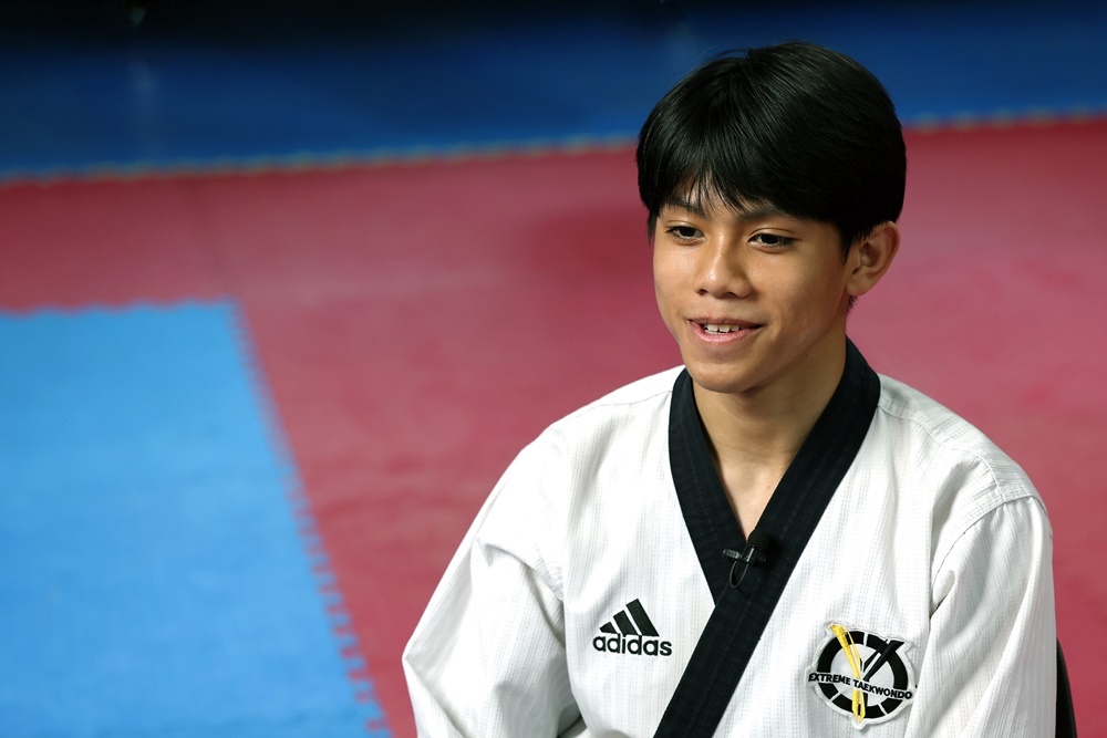 Byeon Jae-young, 16, on Feb. 25 speaks to Korea.net in an interview at the taekwondo practice room of Yong In University in Yongin, Gyeonggi-do Province. (Lee Jun Young)