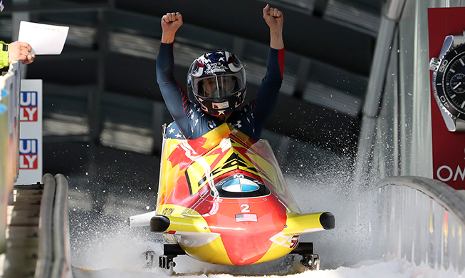 US women’s bobsleigh team triumphs on next year’s Olympic track