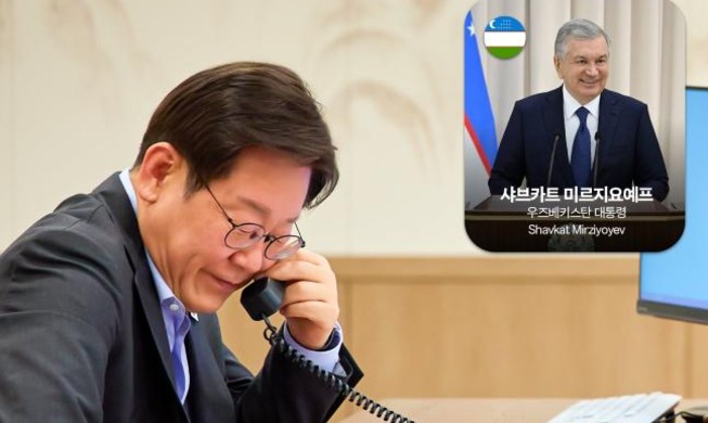 President Lee hawks better ties in talks with Germany, Uzbekistan