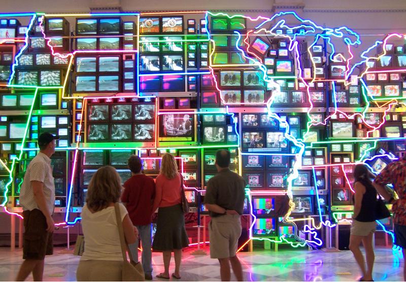 Visitors to the Smithsonian American Art Museum in Washington look at the permanent display 